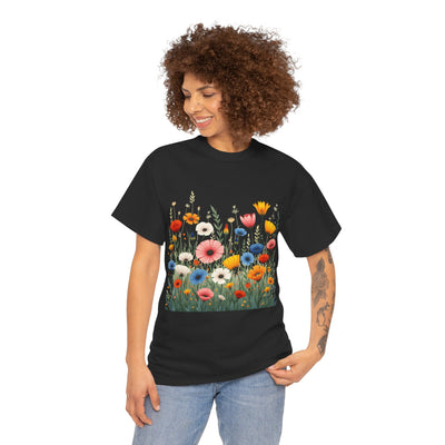 Wildflowers, Graphic T-Shirts for Women, Floral Shirt, Womens Short Sleeve, Ladies Graphic Tees #5108TTS
