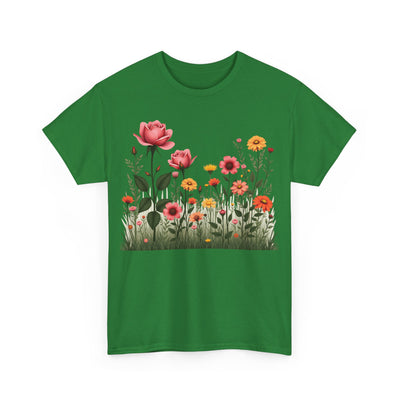 Wildflowers and Pink Roses, Graphic T-Shirts for Women, Floral Shirt, Womens Short Sleeve, Ladies Graphic Tees #5020TTS
