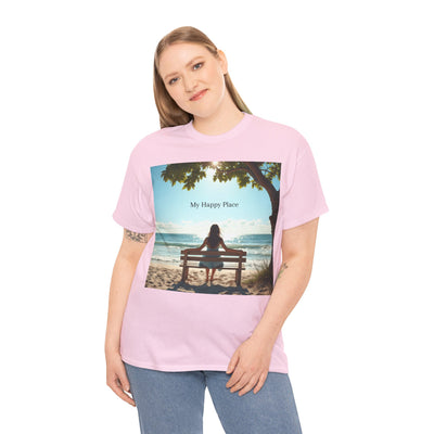 My Happy Place, Woman on Bench, Looking at Waves,Safe Place T-Shirt, Finding My Happy Place Top, Ocean Waves,#5003STS