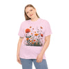 Wildflowers and Orange Roses, Graphic T-Shirts for Women, Floral Shirt, Womens Short Sleeve, Ladies Graphic Tees #5046TTS