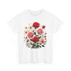 Wildflowers and Pink & Red Roses, Graphic T-Shirts for Women, Floral Shirt, Womens Short Sleeve, Ladies Graphic Tees #5134TTS