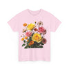 Wildflowers and Pink & Yellow Roses, Graphic T-Shirts for Women, Floral Shirt, Womens Short Sleeve, Ladies Graphic Tees #5148TTS