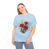 Wildflowers and Red Roses, Graphic T-Shirts for Women, Floral Shirt, Womens Short Sleeve, Ladies Graphic Tees #5127TTS