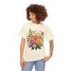 Wildflowers and Pink & Yellow Roses, Graphic T-Shirts for Women, Floral Shirt, Womens Short Sleeve, Ladies Graphic Tees #5144TTS
