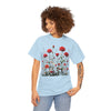 Wildflowers and Red Roses, Graphic T-Shirts for Women, Floral Shirt, Womens Short Sleeve, Ladies Graphic Tees #5035TTS