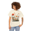 Wildflowers and Orange Roses, Graphic T-Shirts for Women, Floral Shirt, Womens Short Sleeve, Ladies Graphic Tees #5046TTS
