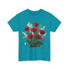Wildflowers and Red Roses, Graphic T-Shirts for Women, Floral Shirt, Womens Short Sleeve, Ladies Graphic Tees #5128TTS