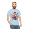 Wildflowers and Pink & Red Roses, Graphic T-Shirts for Women, Floral Shirt, Womens Short Sleeve, Ladies Graphic Tees #5134TTS