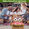 4 Person Wicker Picnic Basket open with red checkered interior