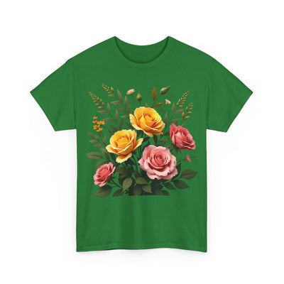 Wildflowers and Pink & Yellow Roses, Graphic T-Shirts for Women, Floral Shirt, Womens Short Sleeve, Ladies Graphic Tees #5149TTS