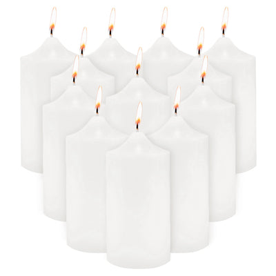 Super Z Outlet 3 x 6 Unscented Pillar Candles for Weddings, Home Decoration, Relaxation, Spa, Smokeless Cotton Wick. (12 Pack) (White)