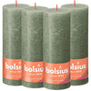 Bolsius Rustic Pillar Candle - Dark Green - Pack of 4 - Long Burning Time of 85 Hours - Household Candle - Interior Decoration - Unscented - Natural Vegan Wax - No Palm Oil - 19 x 7 cm