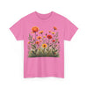 Wildflowers and Orange Roses, Graphic T-Shirts for Women, Floral Shirt, Womens Short Sleeve, Ladies Graphic Tees #5045TTS