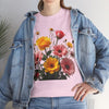 Wildflowers and Pink & Yellow Roses, Graphic T-Shirts for Women, Floral Shirt, Womens Short Sleeve, Ladies Graphic Tees #5147TTS