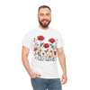 Wildflowers and Red Roses, Graphic T-Shirts for Women, Floral Shirt, Womens Short Sleeve, Ladies Graphic Tees #5034TTS