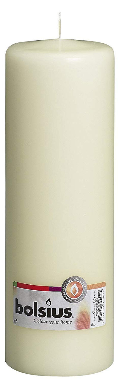 BOLSIUS Ivory Pillar Candle Large - 3 x 10 Inches - 115 Hours Burn Time - Premium European Quality - Smooth And Smokeless Flame - Relight Unscented Wedding, Dinner, Party, And Special Occasion Candle