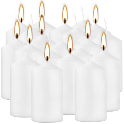 Set of 20 White Pillar Candles,Dripless and Smokeless Dinner Candle, 2x4” Pillar Candles for Parties Weddings Lantern Home Décor