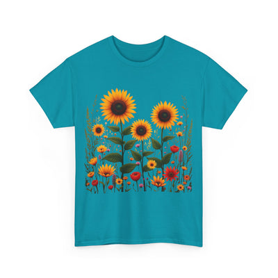 Sunflowers & Wildflowers, Graphic T-Shirts for Women, Floral Shirt, Womens Short Sleeve, Ladies Graphic Tees #5154TTS