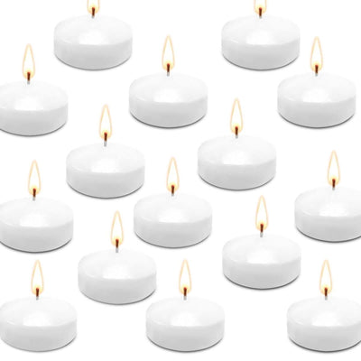 JHENG 50 Pack Floating Candles, 2'' White Unscented Dripless Wax Burning Candles, for Cylinder Vases, Weddings, Party and Holiday