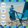 Rio Brands 4-Position Folding Beach, Camping, Lawn Chair, Turquoise, 17"