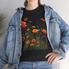 Wildflowers and Orange Roses, Graphic T-Shirts for Women, Floral Shirt, Womens Short Sleeve, Ladies Graphic Tees #5046TTS
