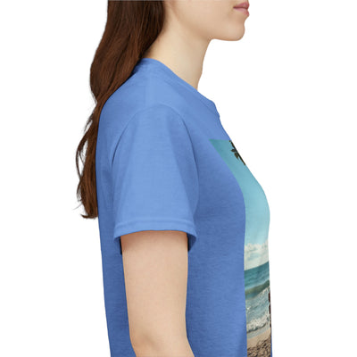 My Happy Place, Woman on Bench, Looking at Waves,Safe Place T-Shirt, Finding My Happy Place Top, Ocean Waves,#5003STS