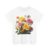Wildflowers and Pink & Yellow Roses, Graphic T-Shirts for Women, Floral Shirt, Womens Short Sleeve, Ladies Graphic Tees #5148TTS