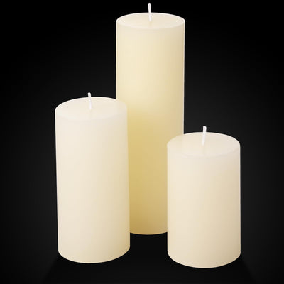 Shihanee Set of 3 White Pillar Candles and 3 Glass Cylinder Candle Holders for Slim Candles Wedding Valentine's Day Centerpieces(Ivory White, 2.6'' X 4.7'', 5.9'', 7.9'')