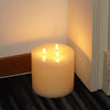 Amagic 6"x6" Extra Large Flameless Candles with 3 Wicks, Battery Operated Candles with Remote Control and Timers, 6 inch Diameter LED Pillar Candles, Real Wax, Ivory