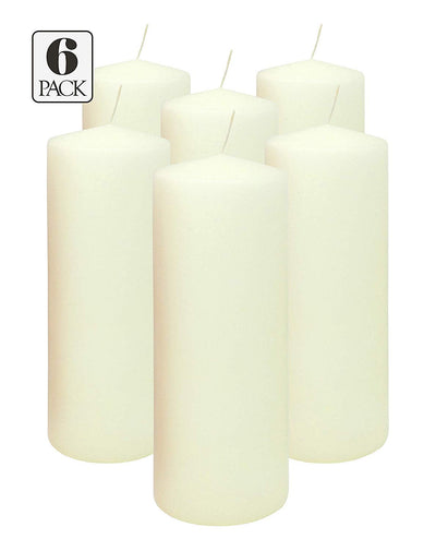 HYOOLA Ivory Pillar Candles 3x8 Inch - Unscented Pillar Candles - 6-Pack - European Made