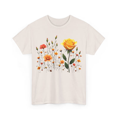 Wildflowers and a Yellow Rose, Graphic T-Shirts for Women, Floral Shirt, Womens Short Sleeve, Ladies Graphic Tees #5010TTS