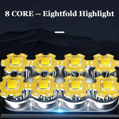 Flashlight Rechargeable Flashlights, 100000 High Lumens Super Bright 8 LED COB Sidelight with 3 Modes, Portable Lightweight Waterproof Spotlight Flashlight for Emergency (Black) (1PCS)