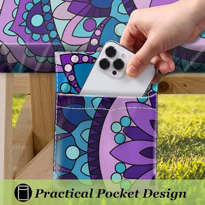 Fitted Picnic Table Cover with Bench Covers Vinyl Waterproof Elastic Edges Fitted Rectangle Tables Patio Tablecloth Camping Gear and Essentials Rv Accessories Road Trip Supplies Car Travel Must Haves