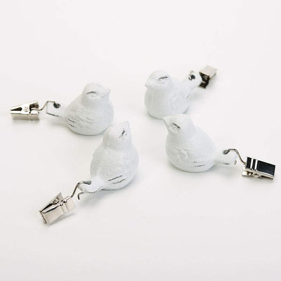 Sungmor Cast Iron Heavyweight Tablecloth Weights - 4 Pack Lovely & Beautiful White Bird Pendent Clips Weights Kit - Heavy Duty Table Cloth Cover Clamps for Home Garden Party Wedding Camping Picnic