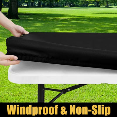 smiry Rectangle Picnic Table Cloth, Waterproof Elastic Fitted Tablecloths for 4 Foot Tables, Washable Polyester Table Cover for Camping, Indoor and Outdoor (Black, 30"x48")