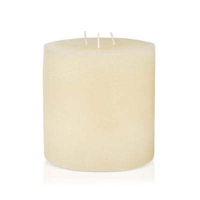 Bask Large Mottled Pillar Candles - Unscented - 6-Inch Diameter for Extra-Wide Holders - 3-Wick Candles for Home and Events - Ivory