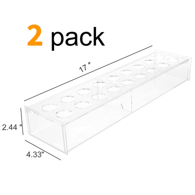 2 Pack Clear Acrylic Vase for Flowers, 17 Inch Long Rectangular Vase with 18 Holes, Low Floral Modern Vases for Centerpieces for Wedding Table and Dinning Room