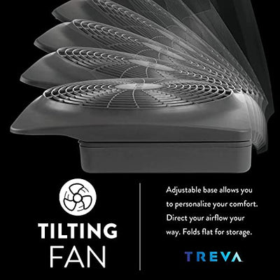 O2COOL Treva 10-Inch Portable Desktop Air Circulation Battery Fan, 2 Speed, Compact Folding & Tilt Design, with AC Adapter (Graphite)