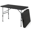 MoNiBloom 4Ft Folding Card Table, Outdoor Foldable Small Portable Plastic Dining Picnic Cookout Table w/Handle, Black