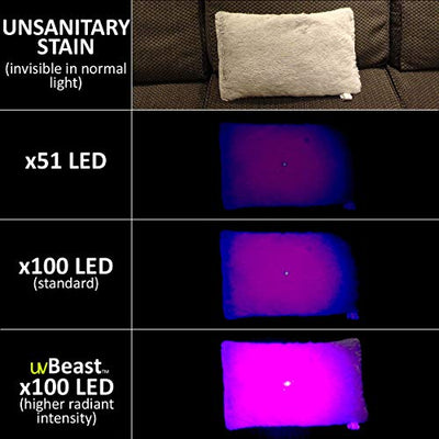 uvBeast Black Light UV Flashlight – High Power 100 LED with 30-feet Flood Effect – Professional Grade 385nm-395nm Best for Commercial/Domestic Use Works Even in Ambient Light - USA Stock – UK Design