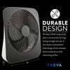Treva 10-Inch Portable Desk Battery Fan, Powered by Battery and/or AC Adapter - Air Circulating with 2 Cooling Speeds, With Built In USB Charging Port