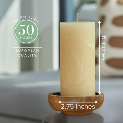 Simply Soson 3x6 inch Ivory Rustic Eucalyptus and Sage Pillar Scented Candle - 3 Pack - for Home Decor, Aromatherapy, Weddings, Restaurants, Spa, Church