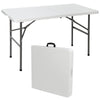 SUPER DEAL Portable 4 Foot Plastic Folding Table, Indoor Outdoor Heavy Duty Fold-in-Half Picnic Party Camping Barbecues Table with Carrying Handle, White