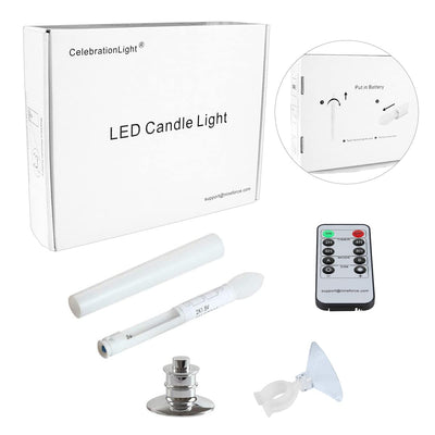 Window Candles with Remote Timers 10PCS Battery Operated Flickering Flameless Led Electric Candle Lights with Silver Base and 10PCS Suction Cups Taper Candles Holder for Christmas Decorations