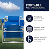 CARIBBEAN JOE Folding Beach Chair, 5 Position Lightweight, Portable Reclining Outdoor Camping Chair with Headrest, Shoulder Strap, and Cup Holder, Blue