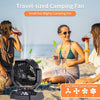 AVV High Speed Portable Camping Fan Rechargeable Fan, Oscillation Fan with Remote Control, and LED Light Battery Powered Fan Outdoor Fan with Camping Essentials Accessories for Patio, Tent, Black