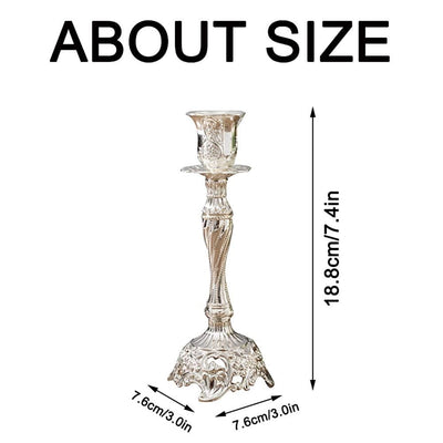 Sziqiqi Silver Plated Candlestick Holders Set of 2 Taper Candle Holders Deluxe Ornate Candle Holders for Shabbat Taper Candles, Candle Centerpiece, Wedding Candles, Christmas Candle, 7.4inch