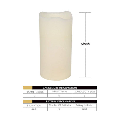H-BLOSSOM Flickering Flameless Candles Battery Operated Real Wax Pillar Candles LED Candles with Cycling 5H Timer Pack of 6 (3" x 6")