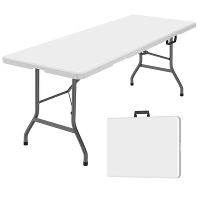 WGCTEK 6 Foot Plastic Folding Table,Portable Picnic Table Outdoor for Camping,Party,Wedding,Picnic,with Lock,Handle - White