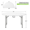 Magshion 60" Round Folding Table 5 Feet Plastic Bi-Folding Commercial Dining Event Table for Indoor Outdoor Camping Picnic Party, White/Gray